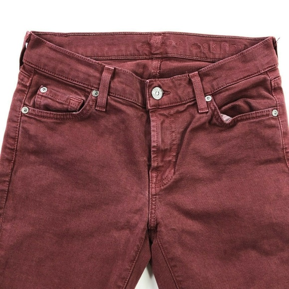 7 For All Mankind Womens 27 Red The Skinny Jeans - Picture 4 of 7